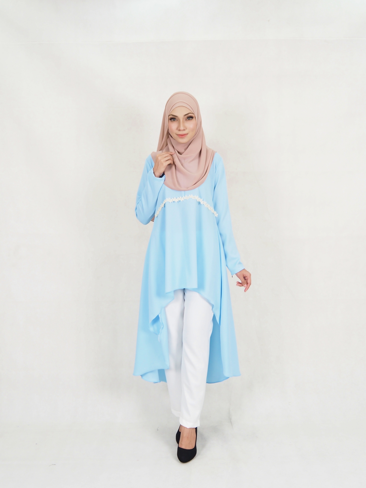 SW5327 STYLISH MODERN BLOUSE + PANTS LIGHT BLUE