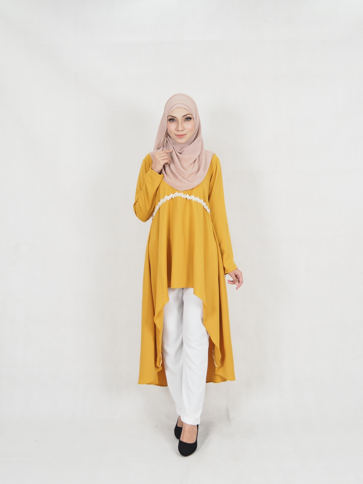 SW5327 STYLISH MODERN BLOUSE + PANTS MUSTARD