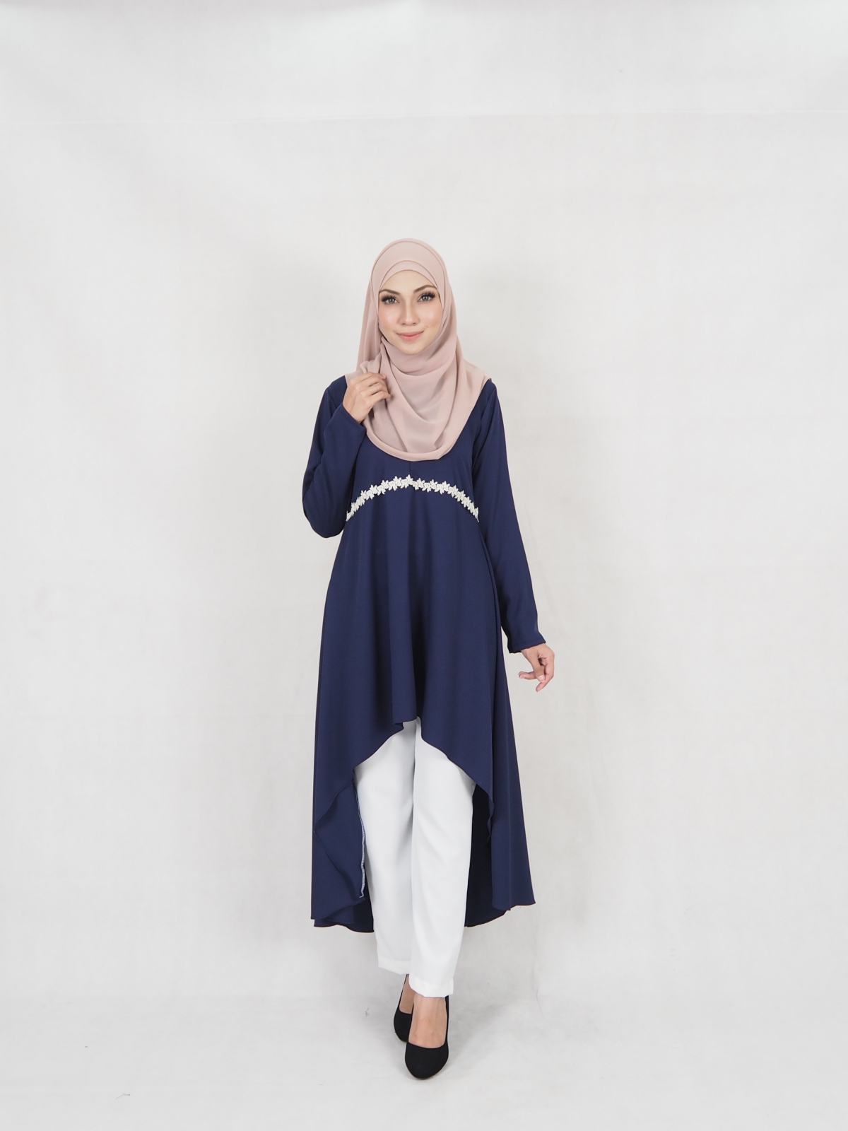 SW5327 STYLISH MODERN BLOUSE + PANTS NAVY BLUE