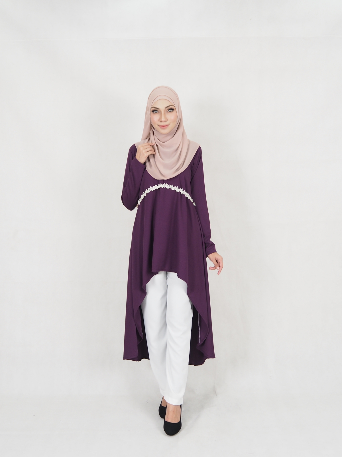SW5327 STYLISH MODERN BLOUSE + PANTS PURPLE