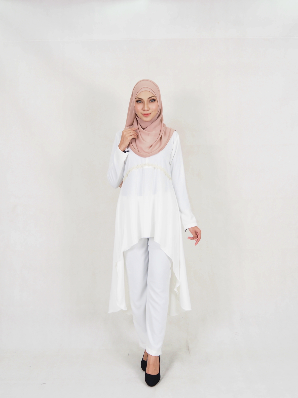 SW5327 STYLISH MODERN BLOUSE + PANTS WHITE