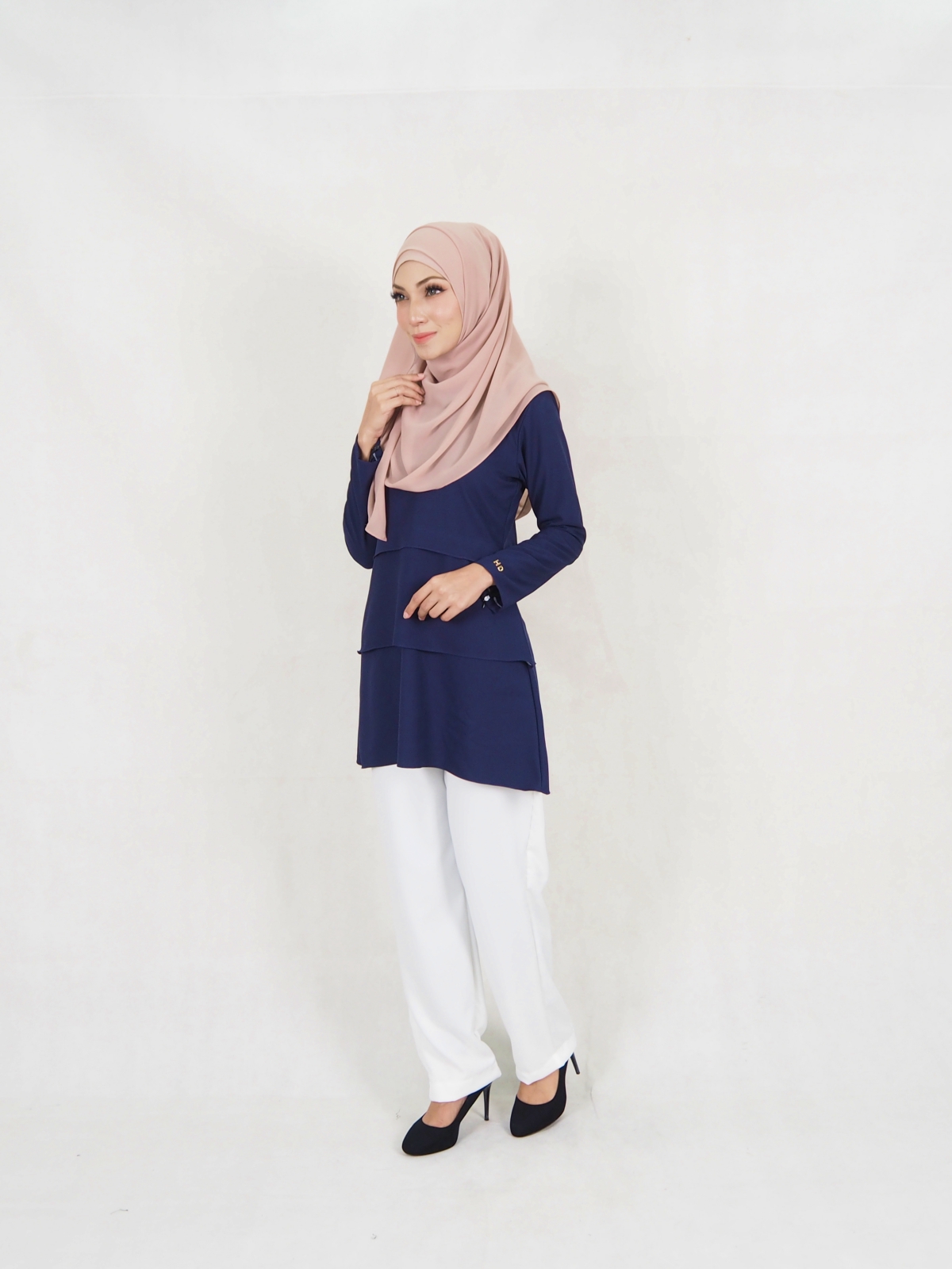 SW5329 NIDIYA BLOUSE & PALAZZO SET NAVY BLUE