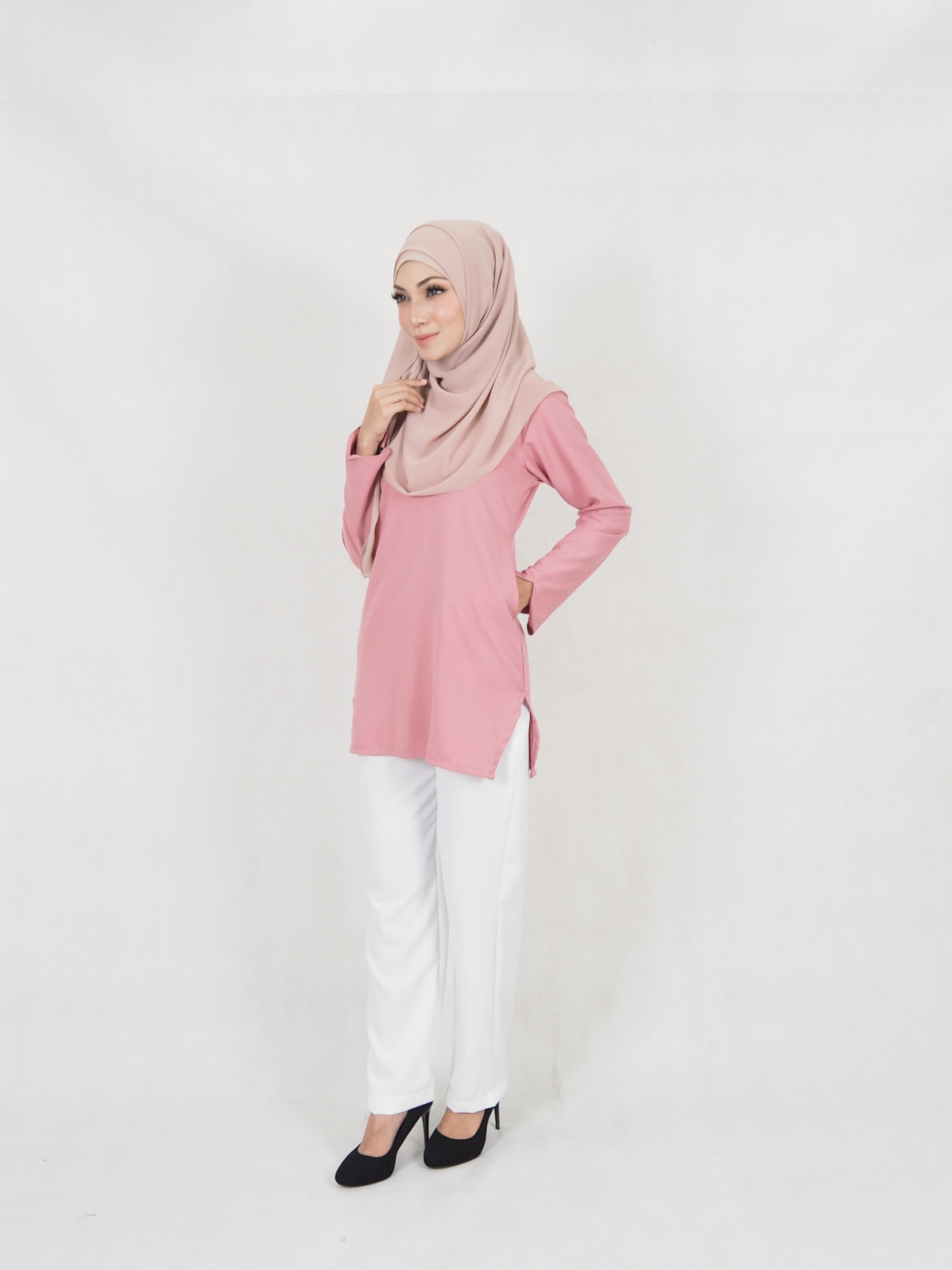 SW5330 TRENDY BLOUSE + PALAZZO DUSTY PINK