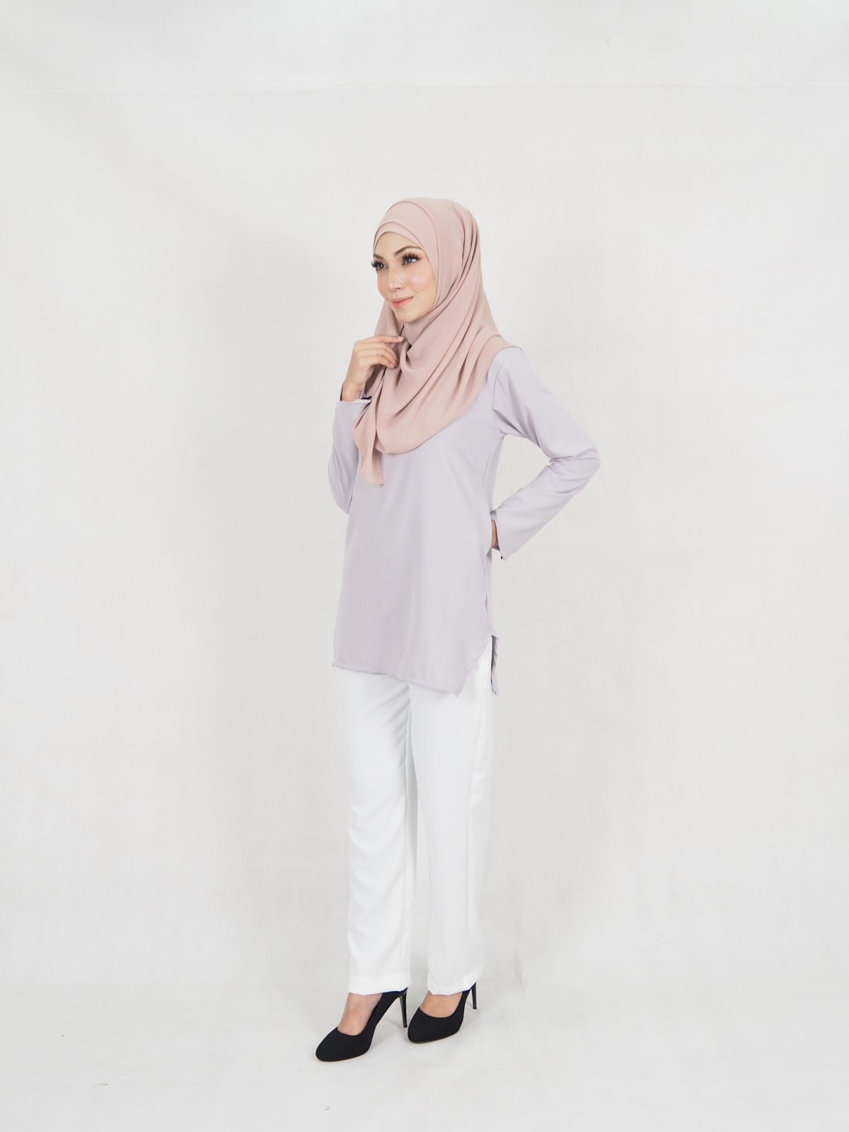 SW5330 TRENDY BLOUSE + PALAZZO GREY