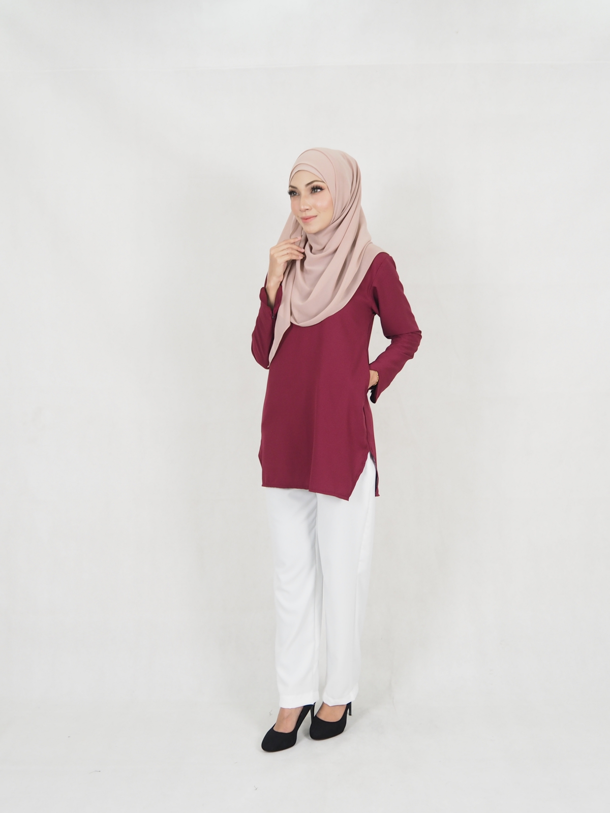 SW5330 TRENDY BLOUSE + PALAZZO MAROON