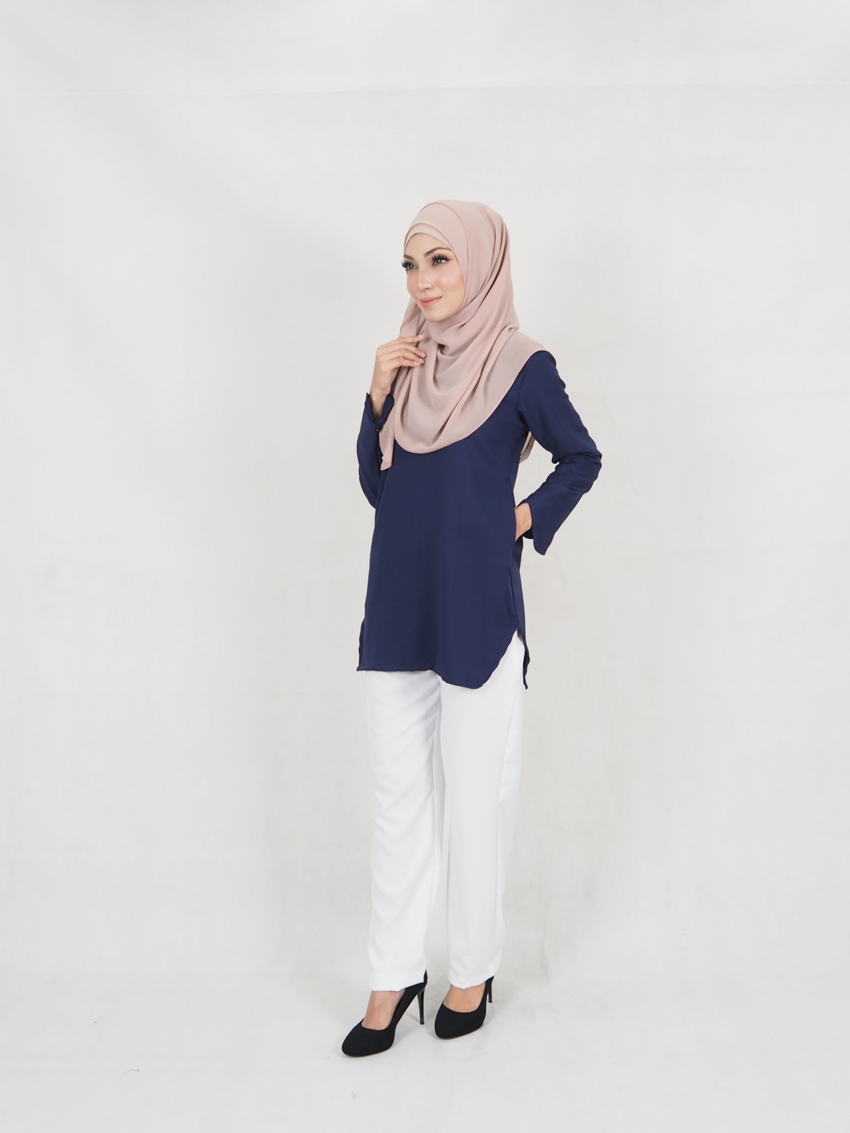 SW5330 TRENDY BLOUSE + PALAZZO NAVY BLUE