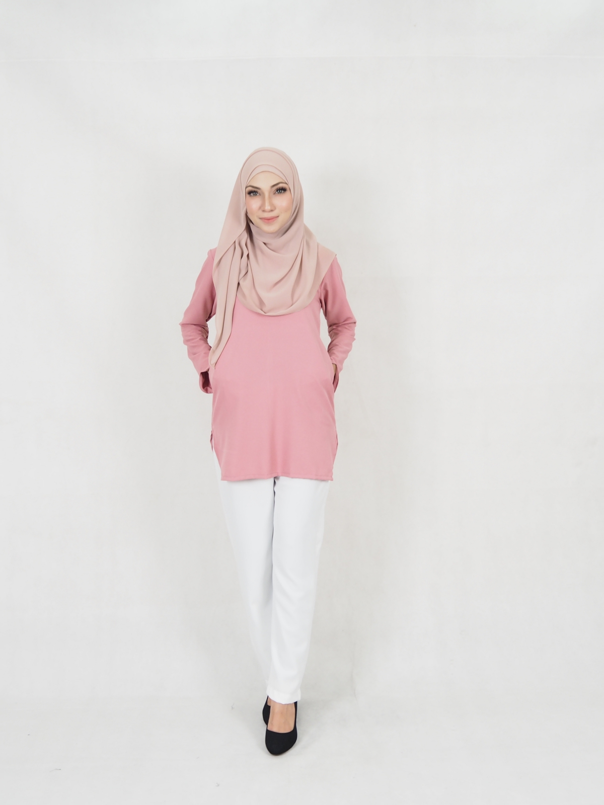 SW5330 TRENDY BLOUSE + PALAZZO DUSTY PINK