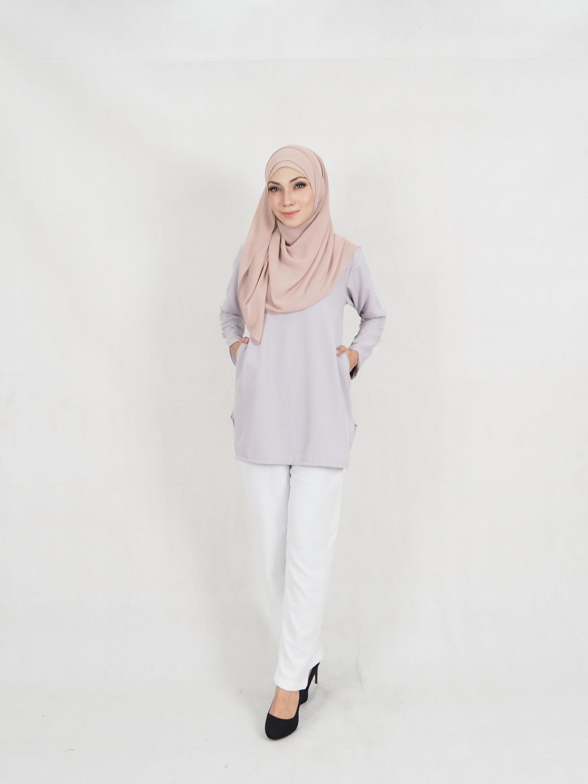 SW5330 TRENDY BLOUSE + PALAZZO GREY