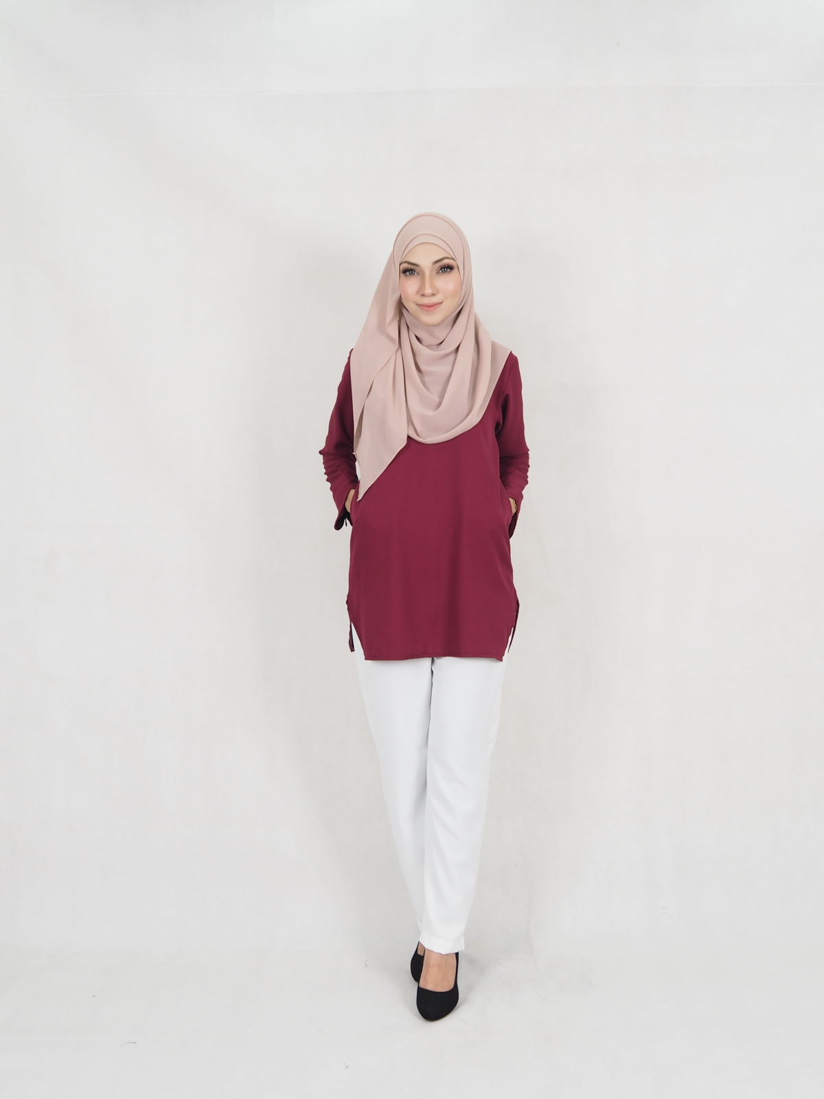 SW5330 TRENDY BLOUSE + PALAZZO MAROON