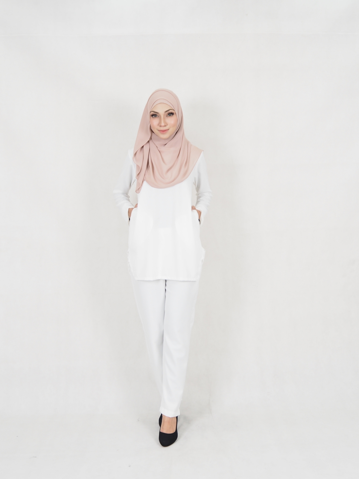 SW5330 TRENDY BLOUSE + PALAZZO WHITE