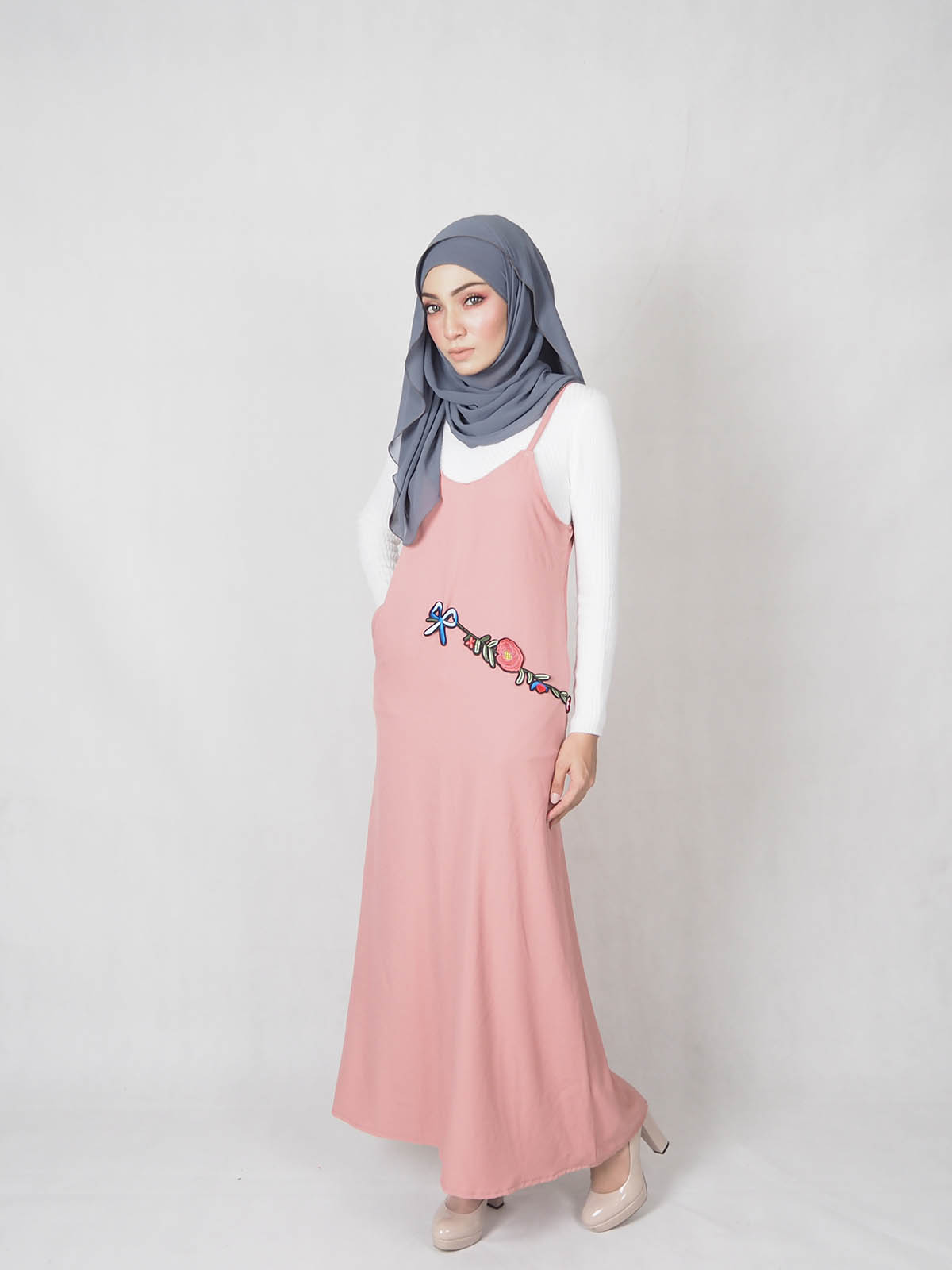SW5333 WOMEN'S FASHION DRESS DUSTY PINK