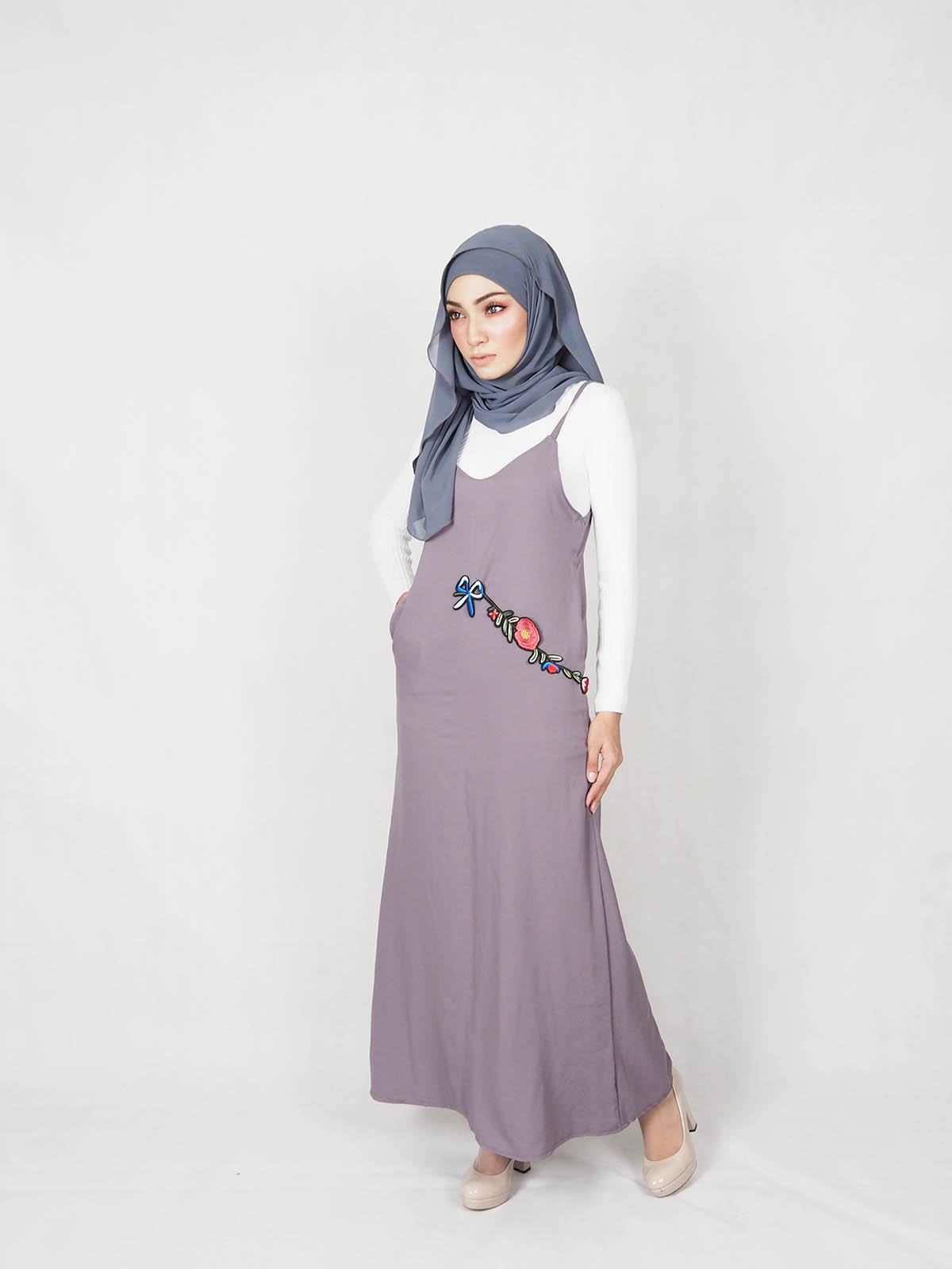 SW5333 WOMEN'S FASHION DRESS GREY