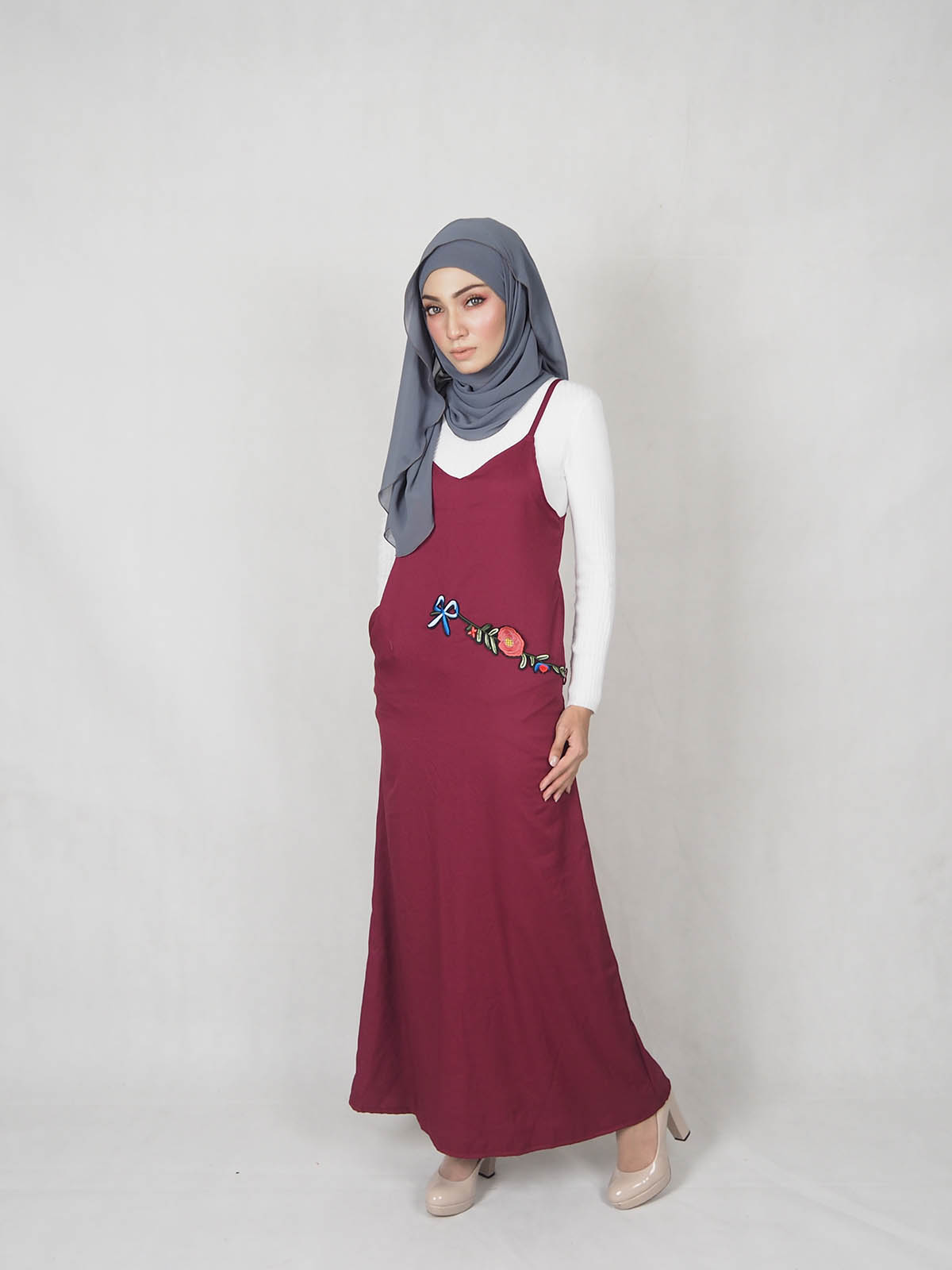 SW5333 WOMEN'S FASHION DRESS MAROON