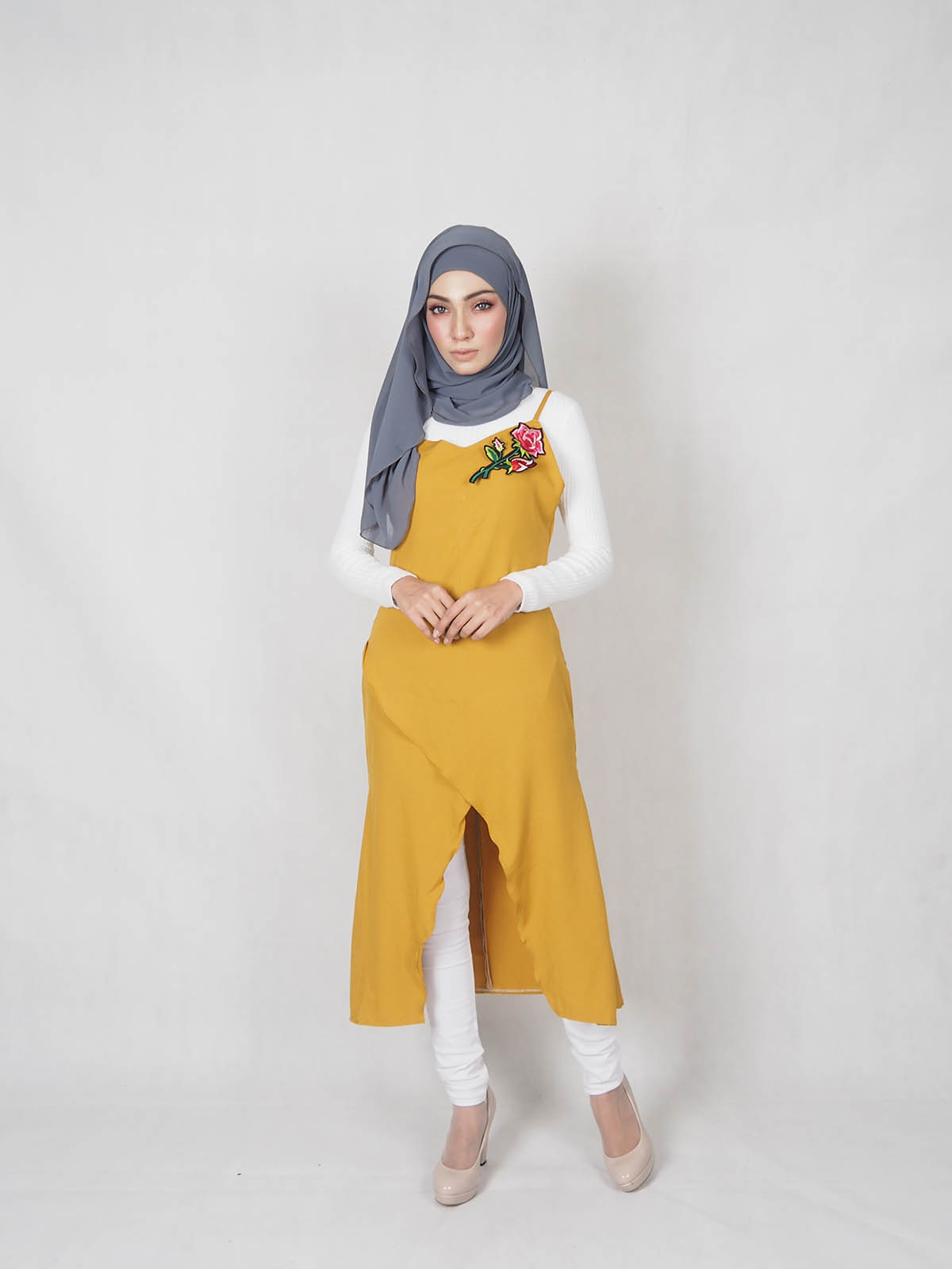 SW5334 LOVELY FLOWER DRESS MUSTARD
