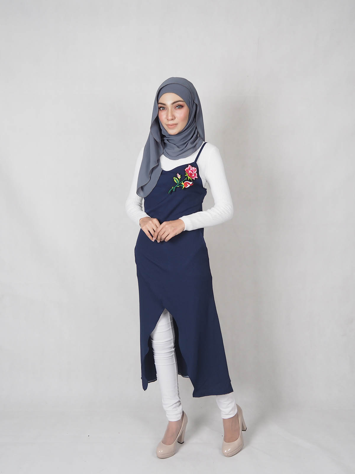 SW5334 LOVELY FLOWER DRESS NAVY BLUE