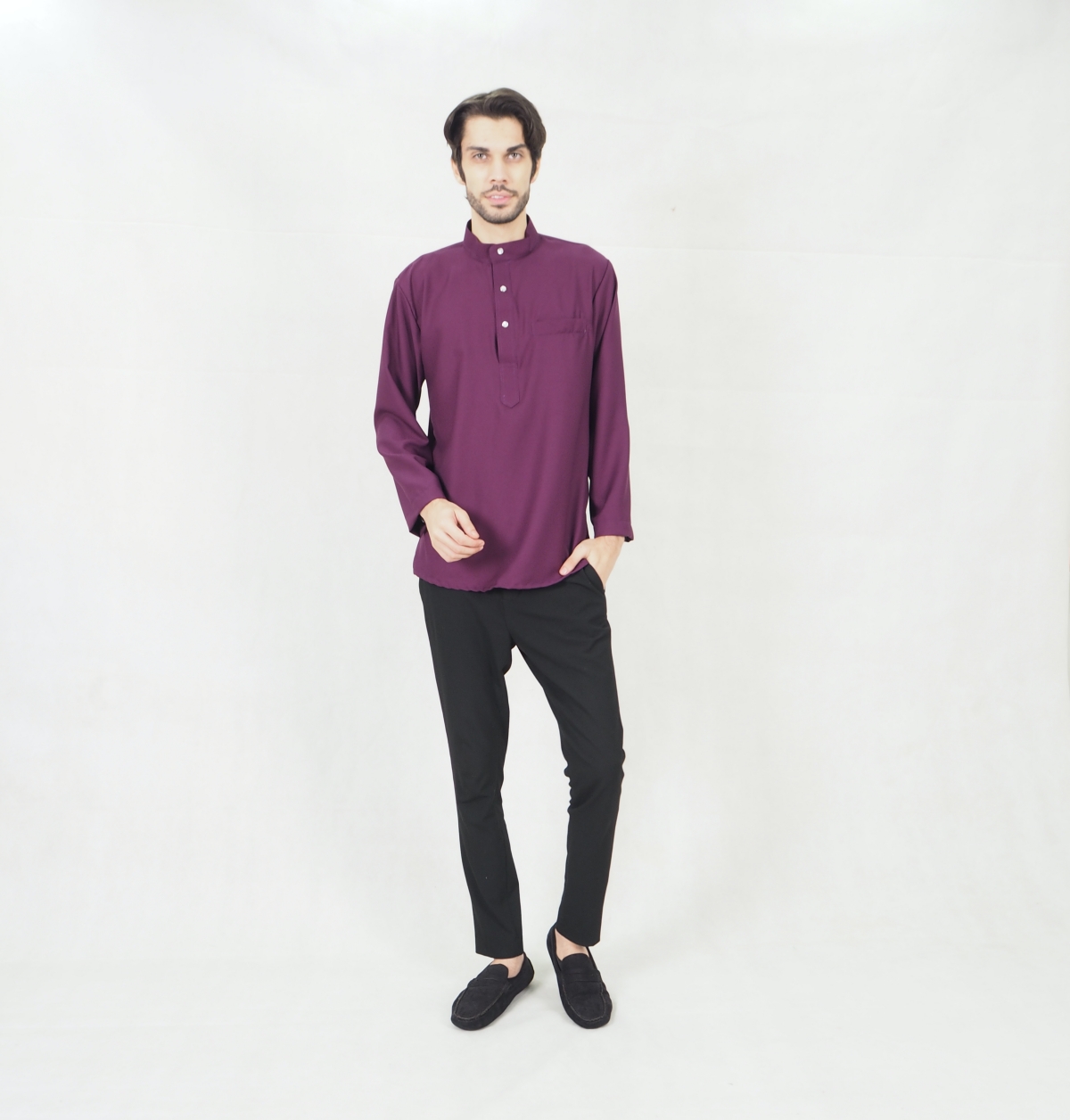 SW5337  MENS SLIM FIT KURTA PURPLE