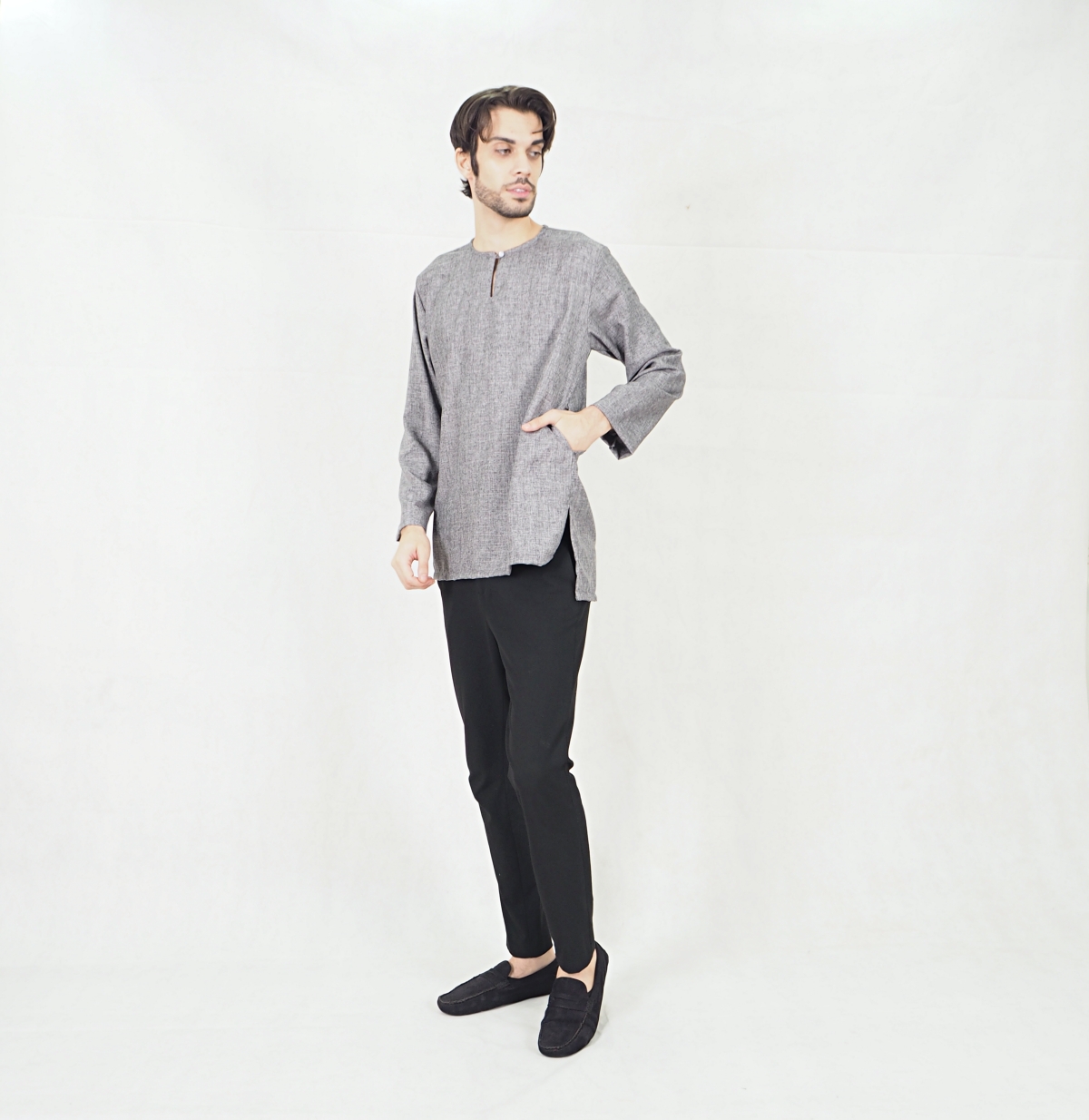 SW5338 MENS STYLISH KURTA BLACK