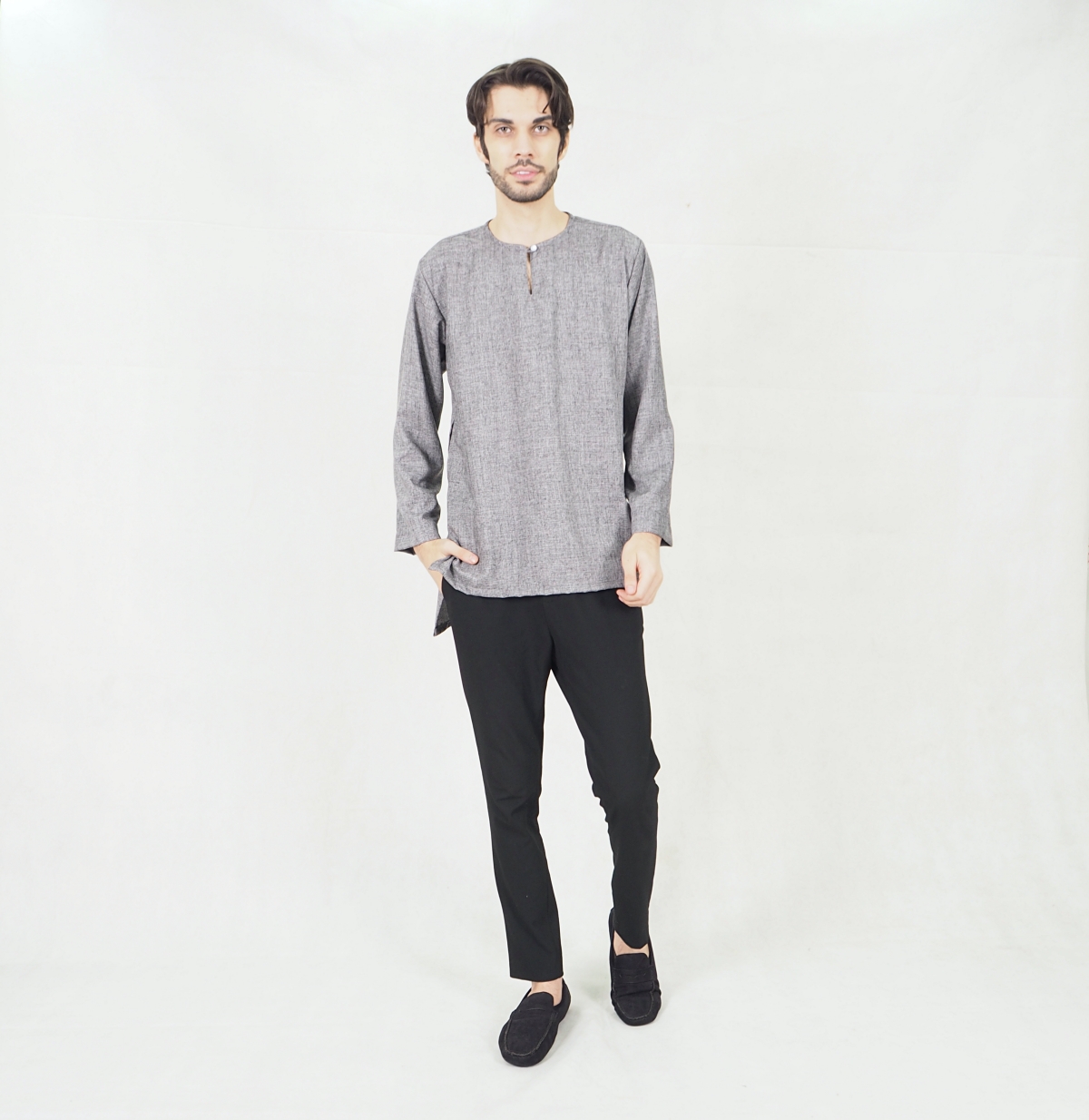 SW5338 MENS STYLISH KURTA BLACK