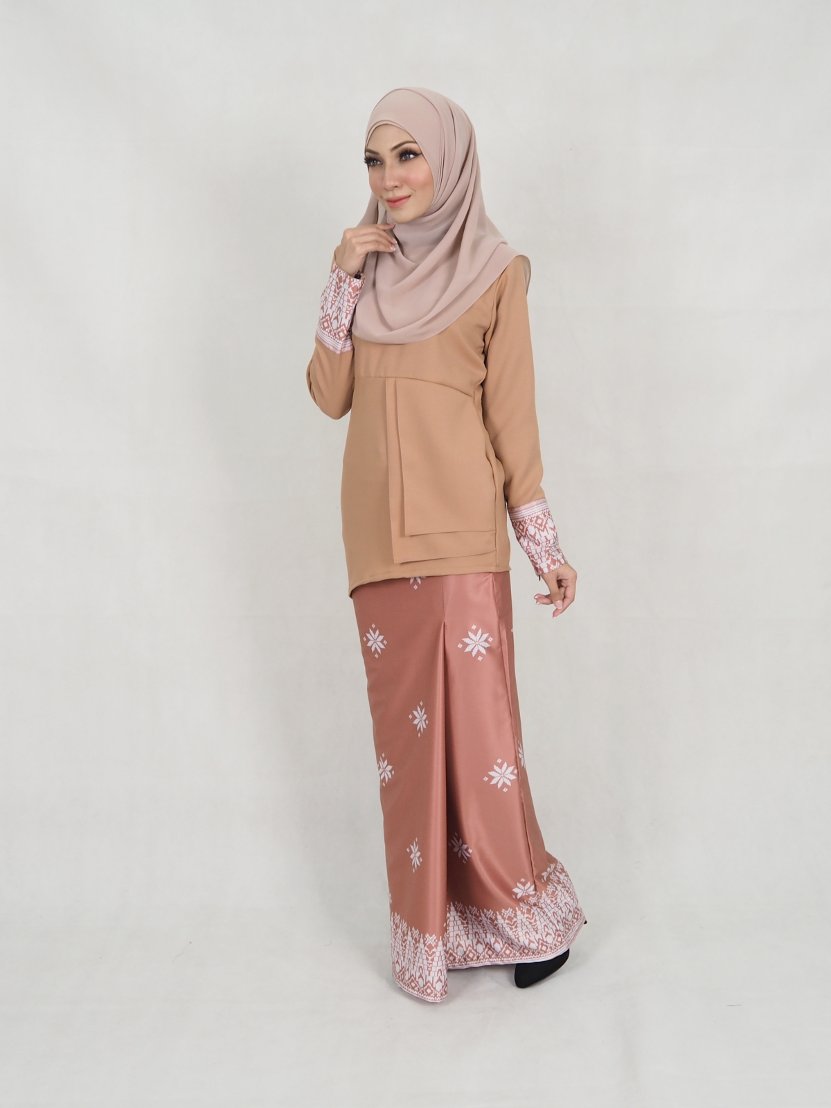 SW5344 SONGKET PRINTED BAJU KURUNG BROWN