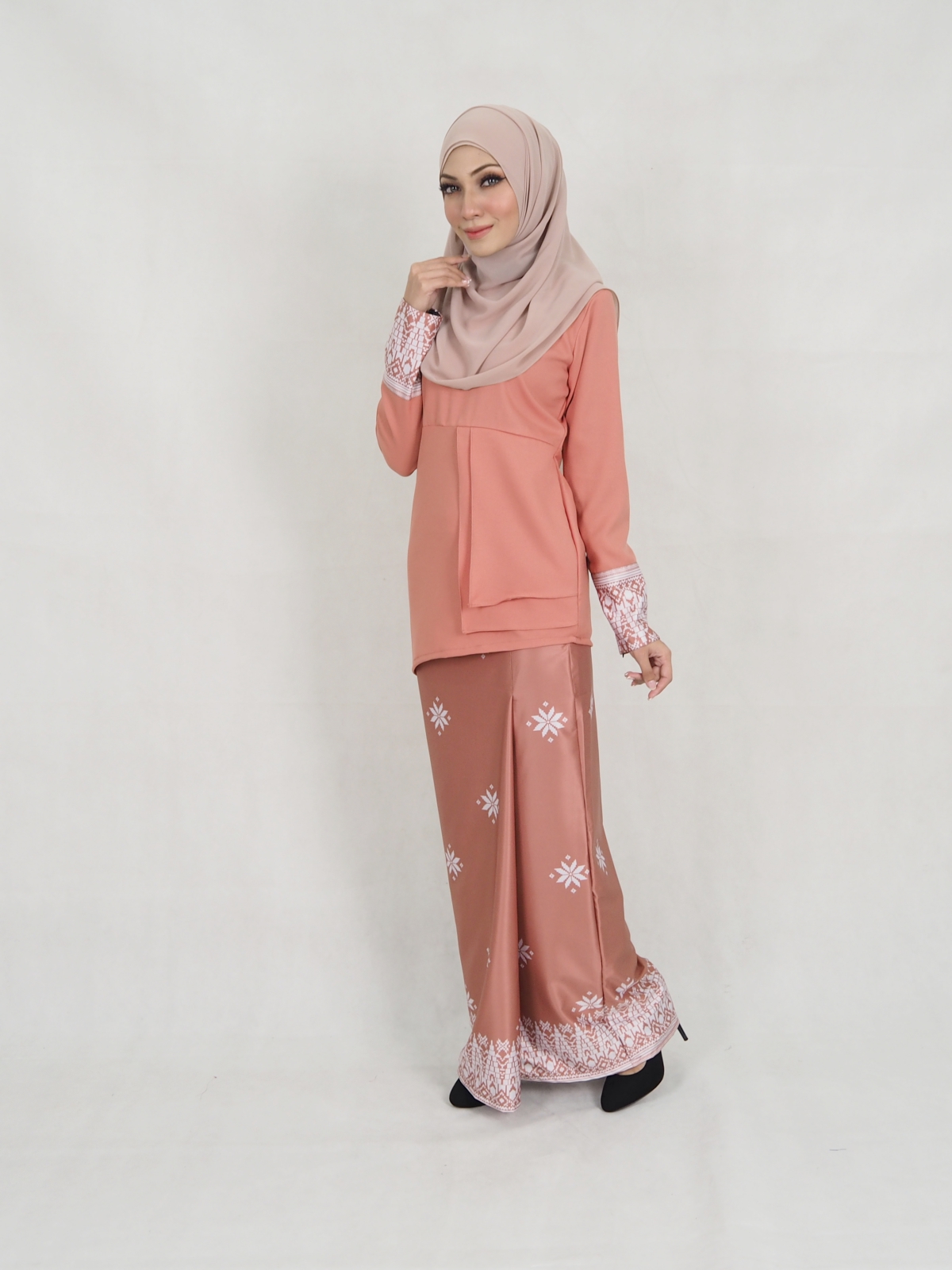 SW5344 SONGKET PRINTED BAJU KURUNG PEACH