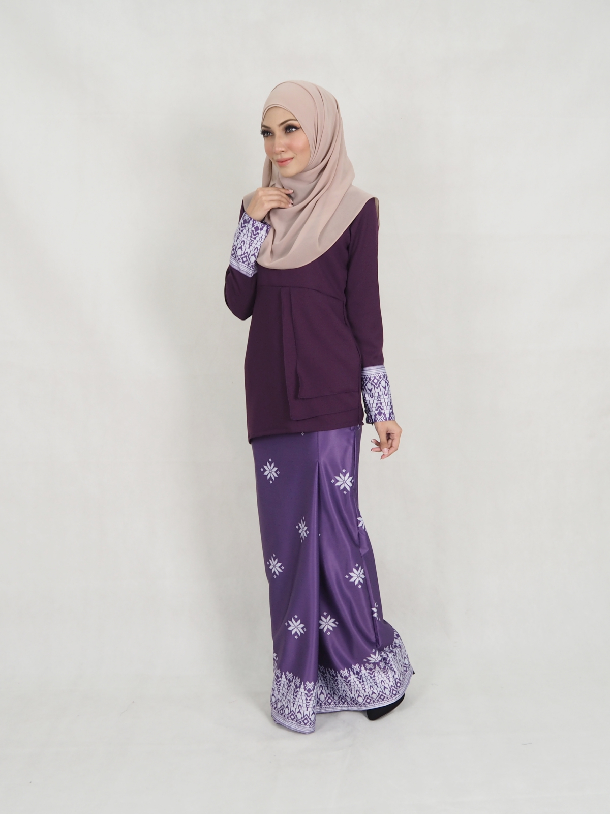 SW5344 SONGKET PRINTED BAJU KURUNG PURPLE