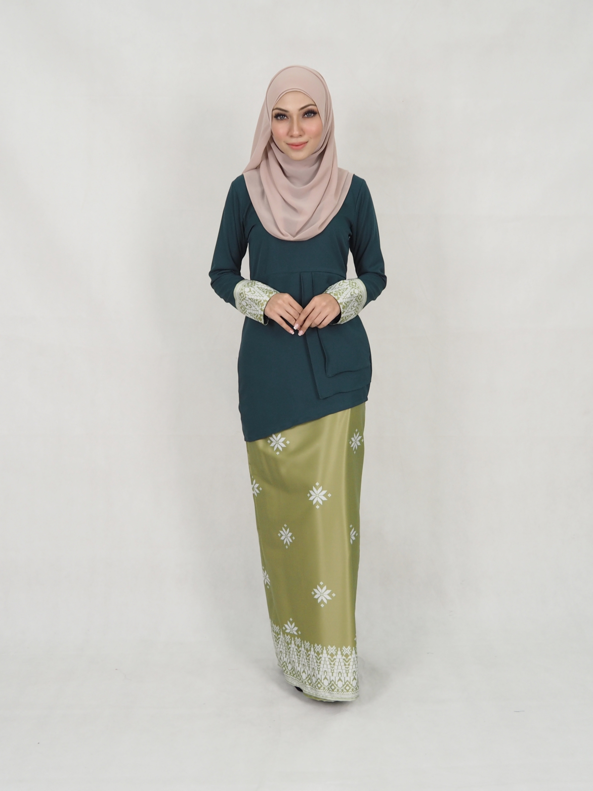 SW5344 SONGKET PRINTED BAJU KURUNG EMERALD GREEN