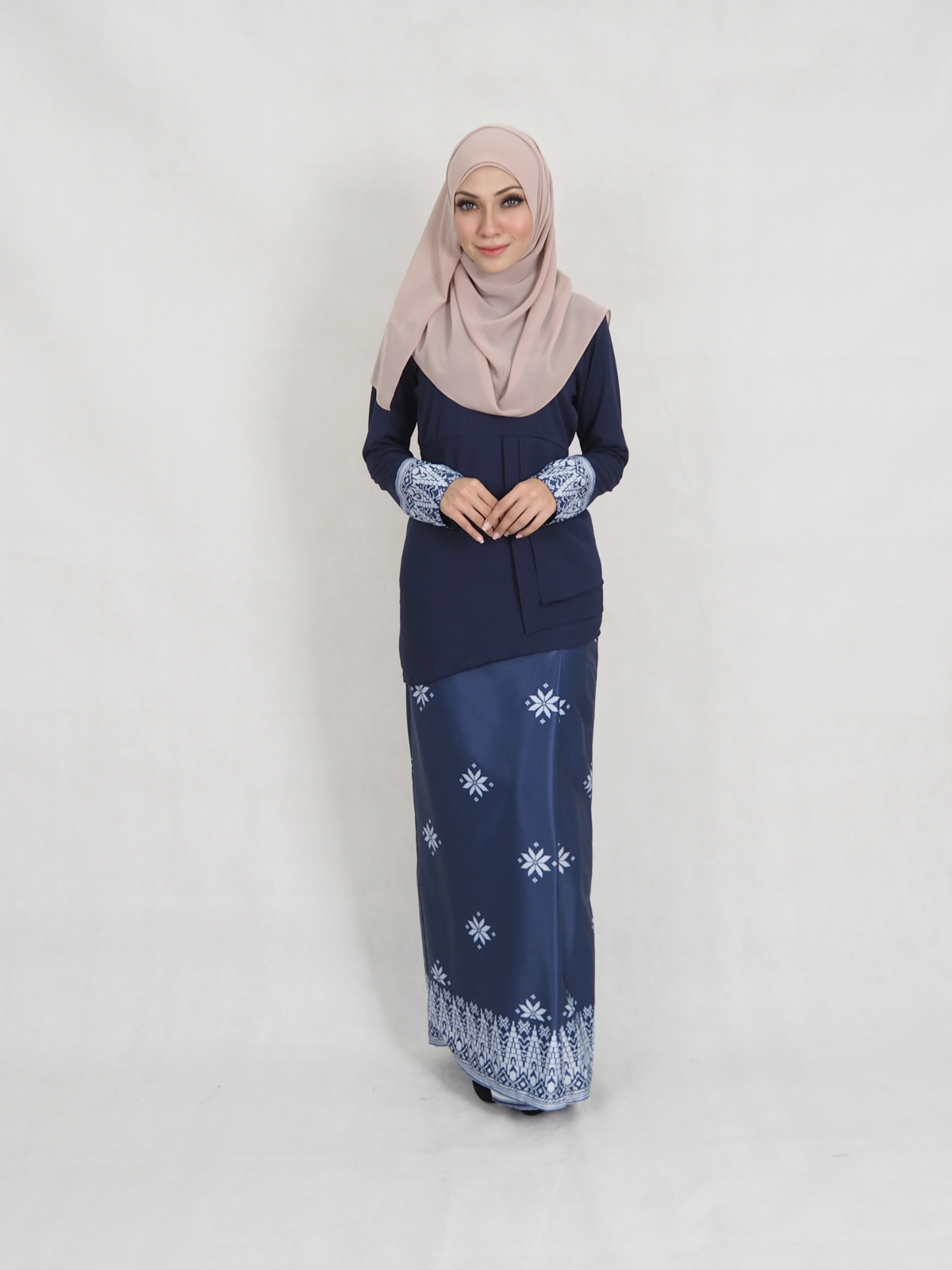 SW5344 SONGKET PRINTED BAJU KURUNG NAVY BLUE