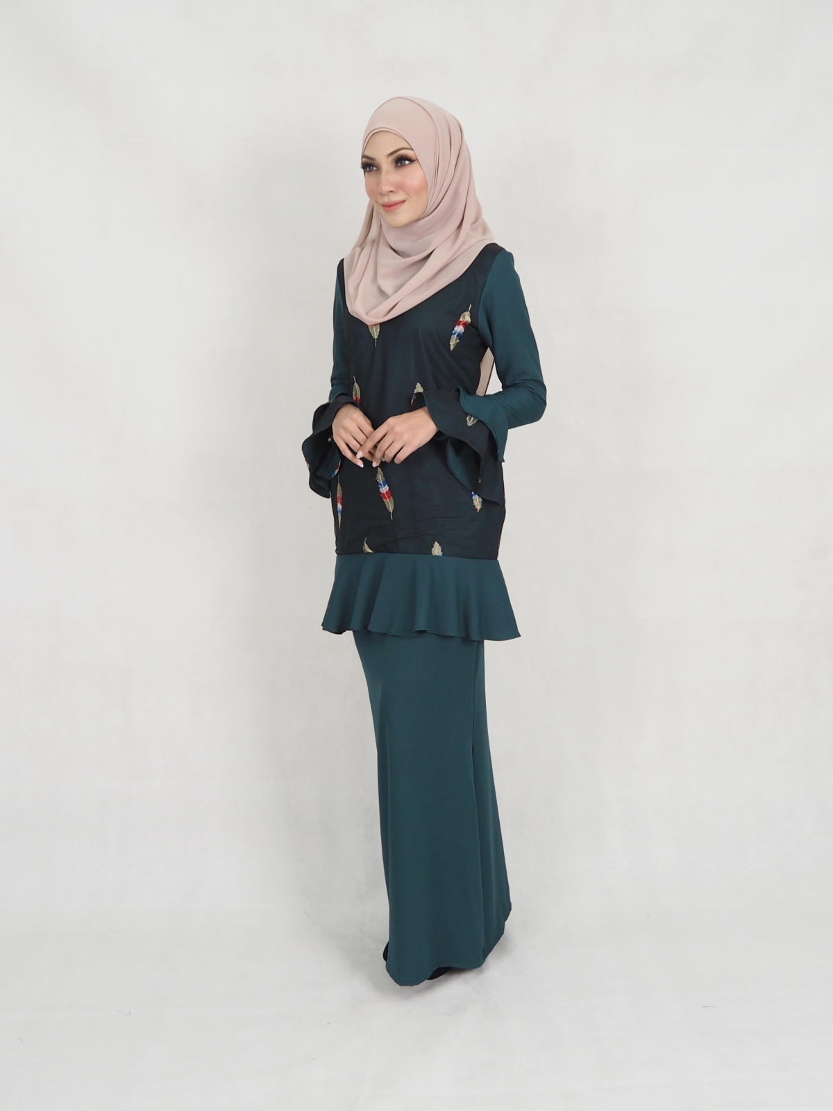 SW5345 LOVELY TRUMPET BAJU KURUNG EMERALD GREEN