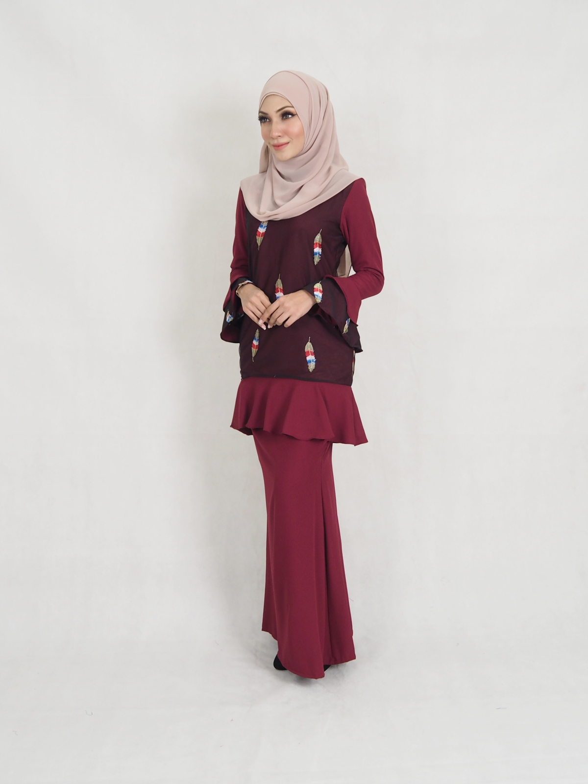 SW5345 LOVELY TRUMPET BAJU KURUNG MAROON