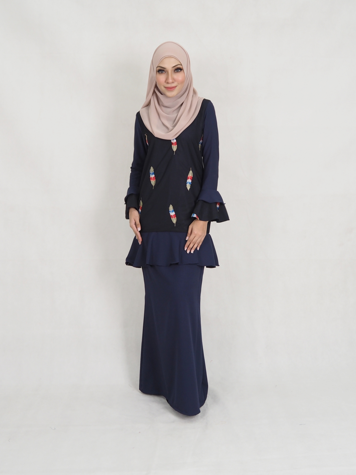 SW5345 LOVELY TRUMPET BAJU KURUNG NAVY BLUE