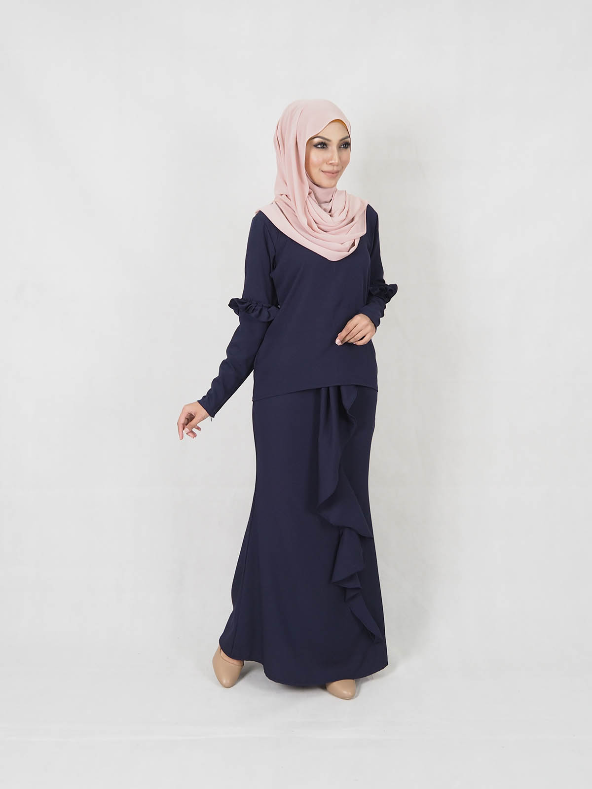 SW5347 MODERN STYLISH KURUNG NAVY BLUE
