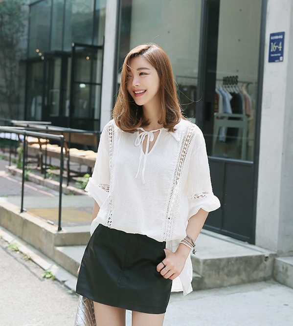 BM71279 Korean Loose Blouse White