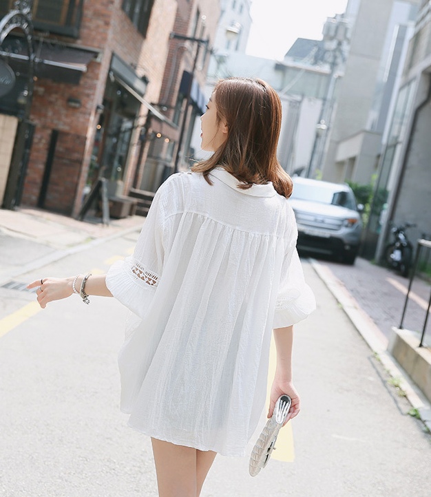 BM71279 Korean Loose Blouse White