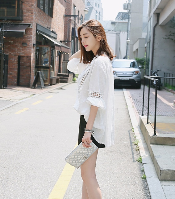 BM71279 Korean Loose Blouse White