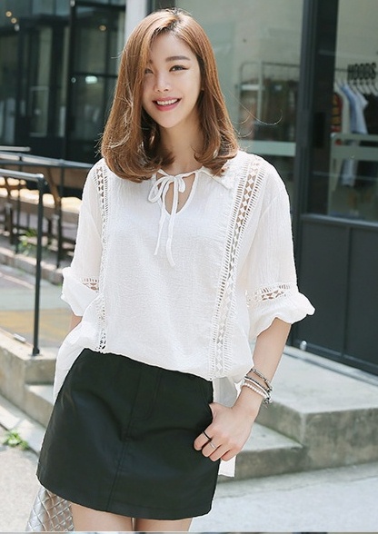 BM71279 Korean Loose Blouse White