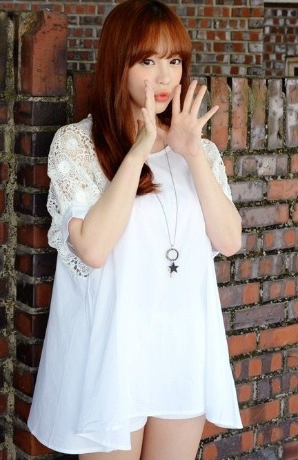 BM71281 Lace Sleeve Top White