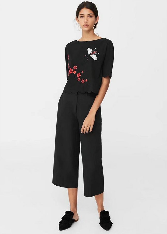 BM71282 Women's Embroidered Top Black