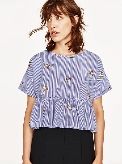 BM71284 Embroidered Stripe Top As Picture