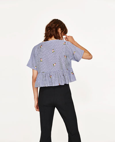 BM71284 Embroidered Stripe Top As Picture