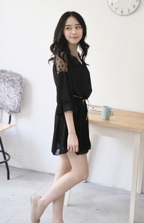 BM71292 Dotted Sexy Dress Black