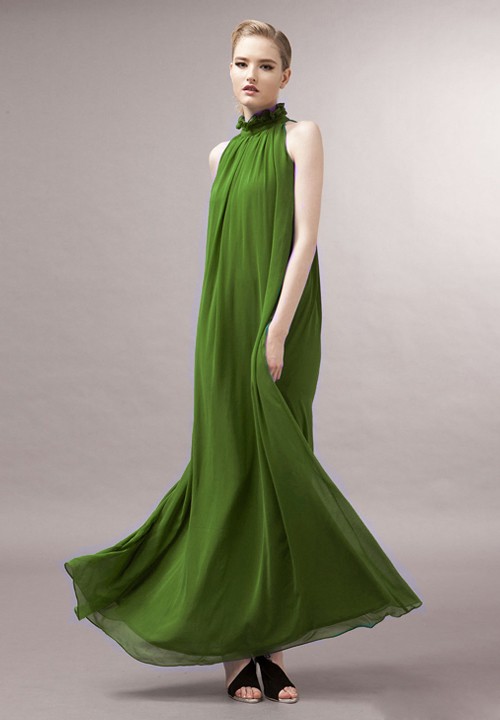 BM71294 Sexy Ruffle Dress Green