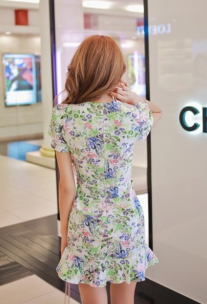 BM71299 Printed Frilled Dress As Picture