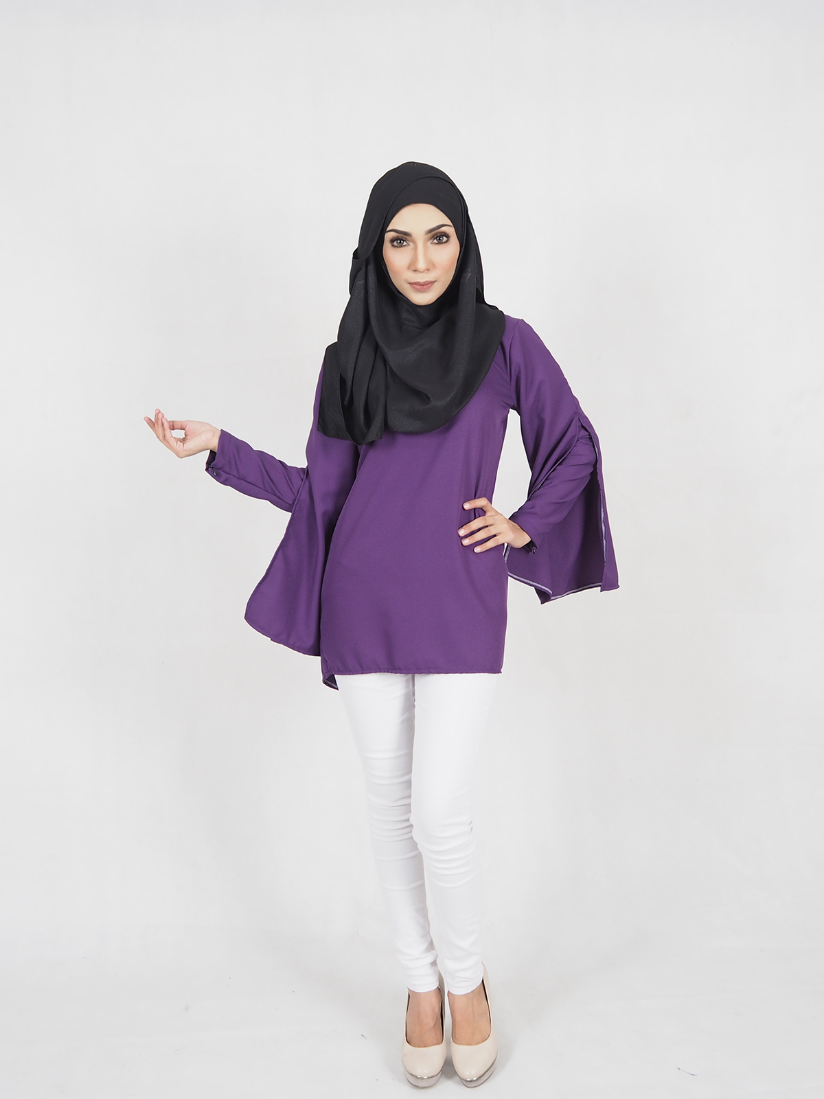 SW5373 AMEENA PLUS SIZE BLOUSE PURPLE