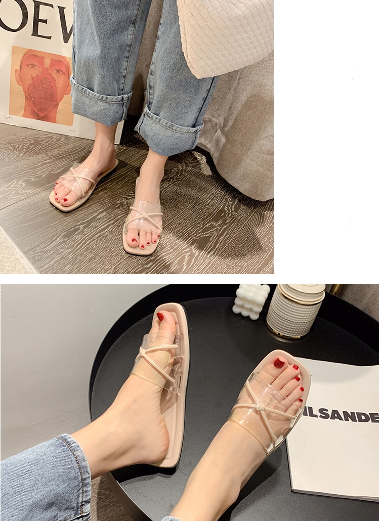 QA-788 TRENDY TRANSPARENT SANDALS CREAM