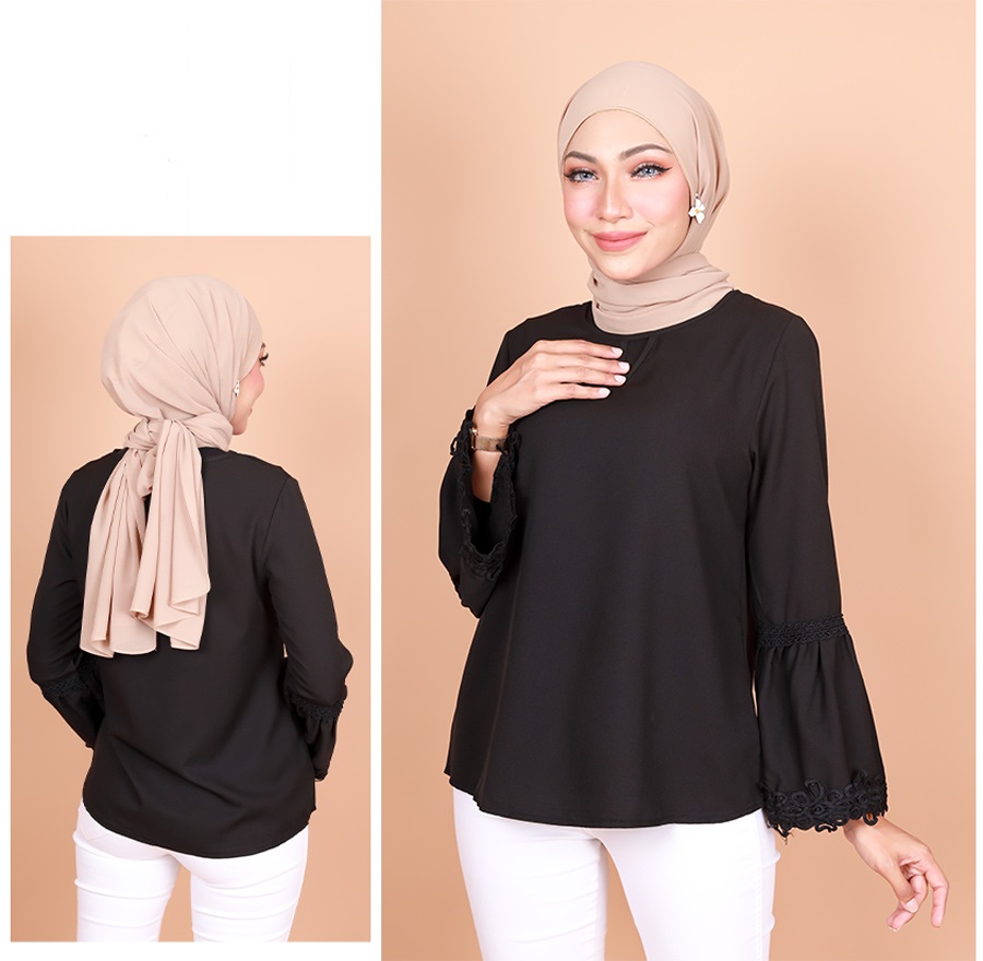 QA-795 MUSLIMAH V BLOUSE BLACK