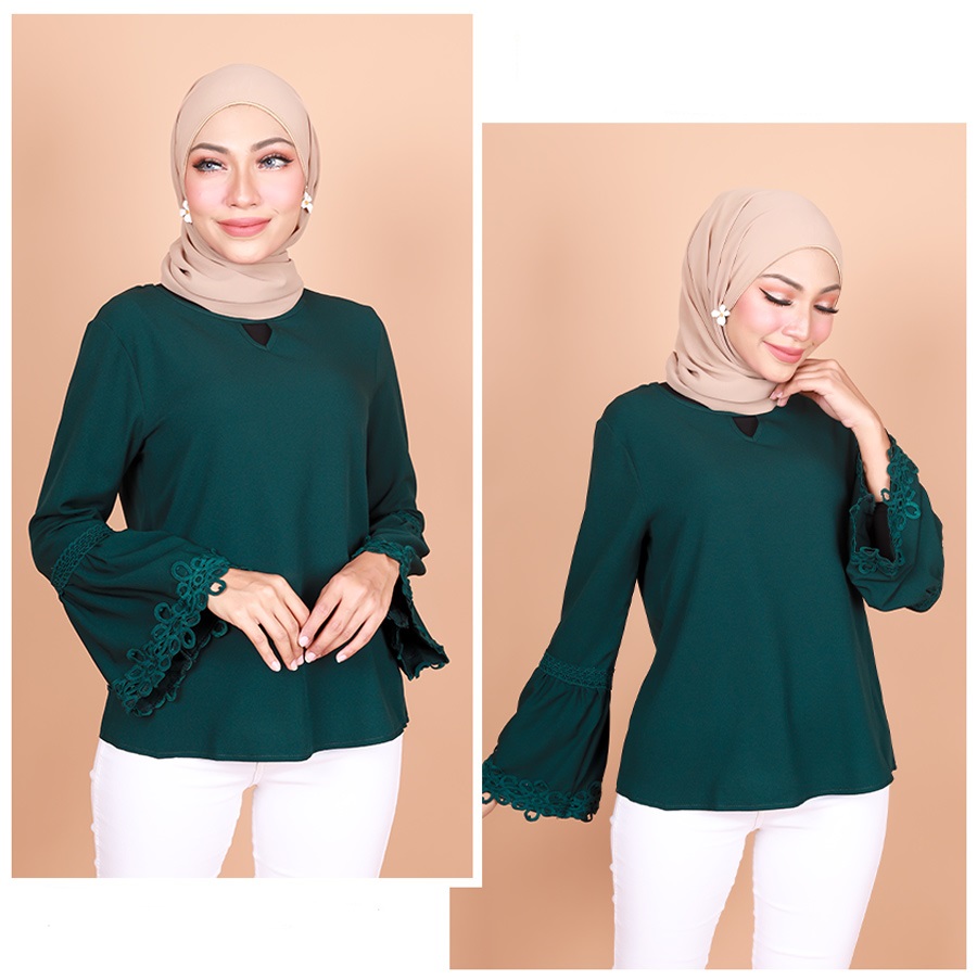 QA-795 MUSLIMAH V BLOUSE GREEN