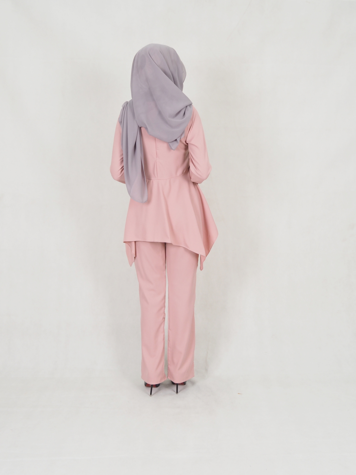 SW5351 PLUS SIZE BLOUSE & PANTS SET DUSTY PINK