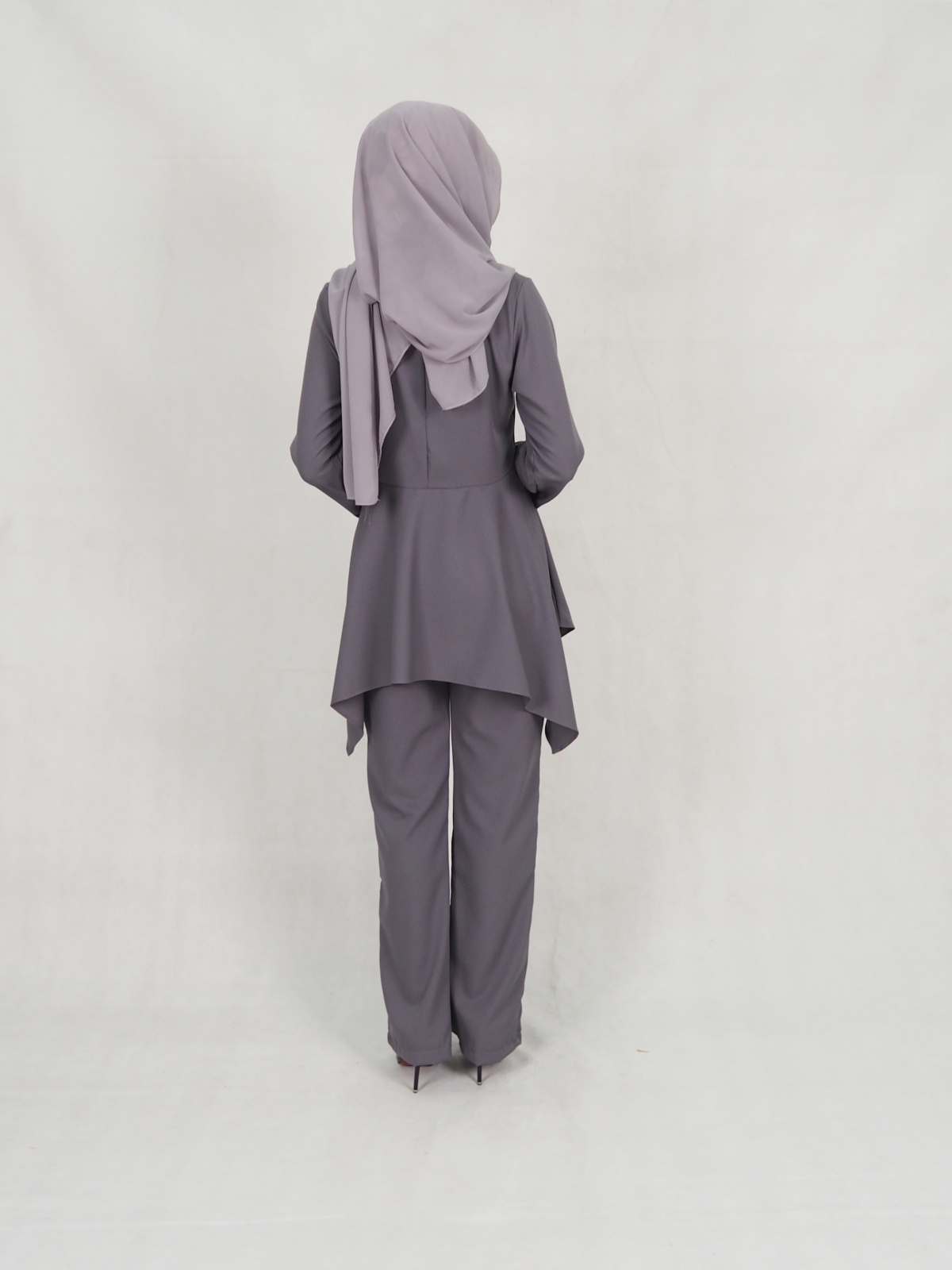 SW5351 PLUS SIZE BLOUSE & PANTS SET GREY