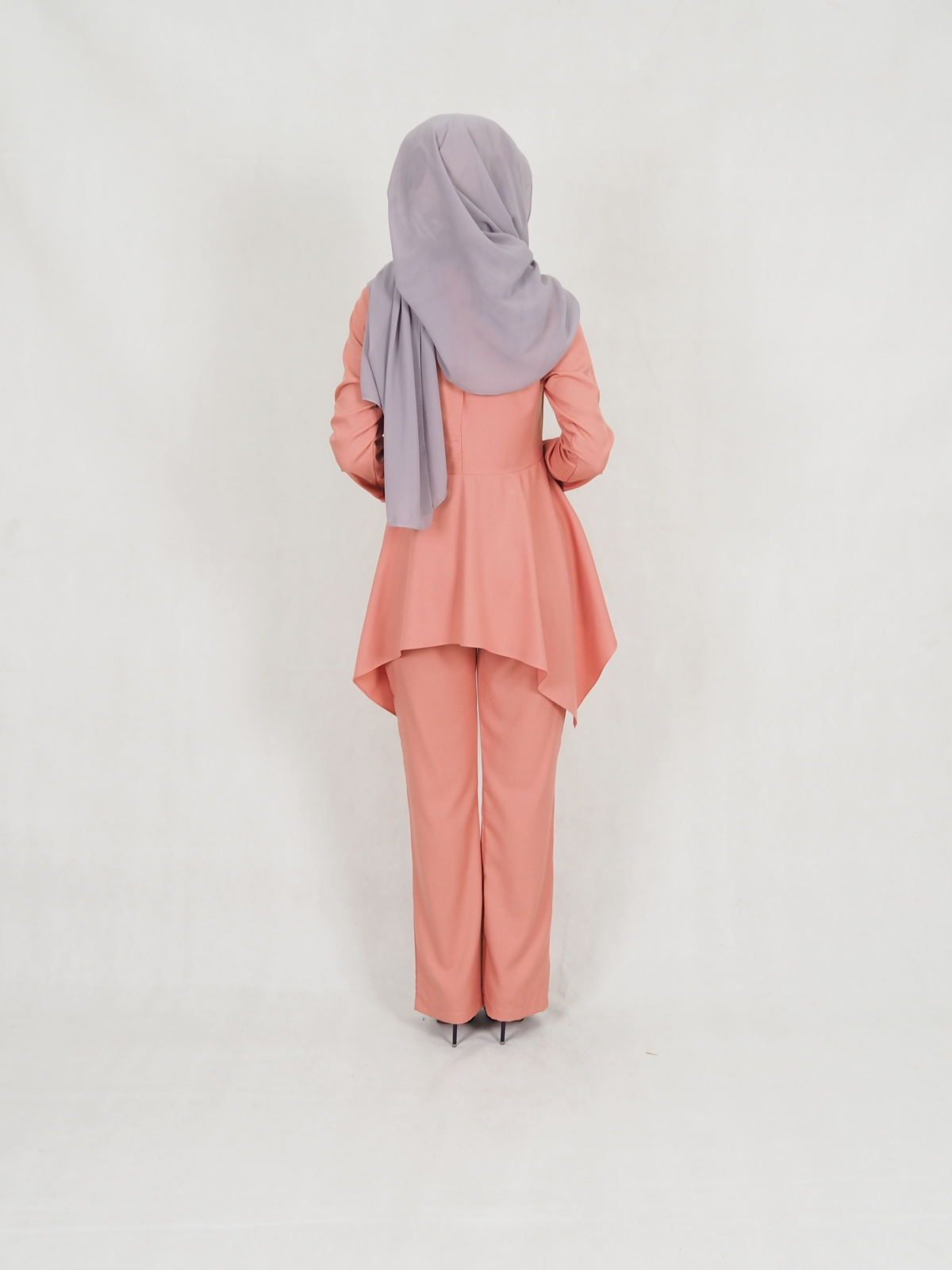SW5351 PLUS SIZE BLOUSE & PANTS SET PEACH
