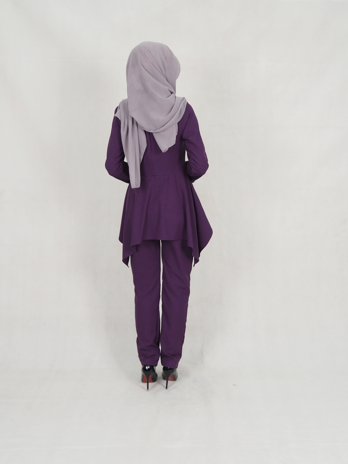 SW5351 PLUS SIZE BLOUSE & PANTS SET PURPLE